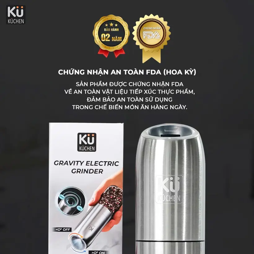Máy xay tiêu-muối tự động KUCHEN KYMQ-63B - Ảnh 2