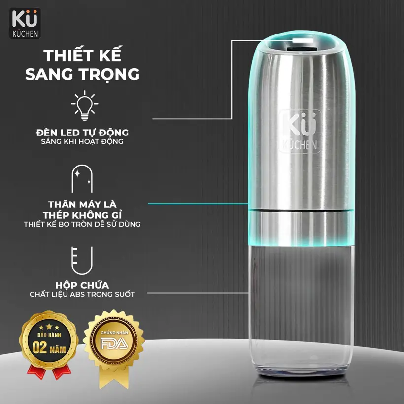 Máy xay tiêu-muối tự động KUCHEN KYMQ-63B - Ảnh 3