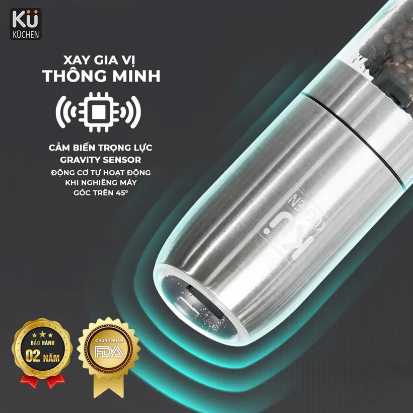 Máy xay tiêu-muối tự động KUCHEN KYMQ-63B - Ảnh 5