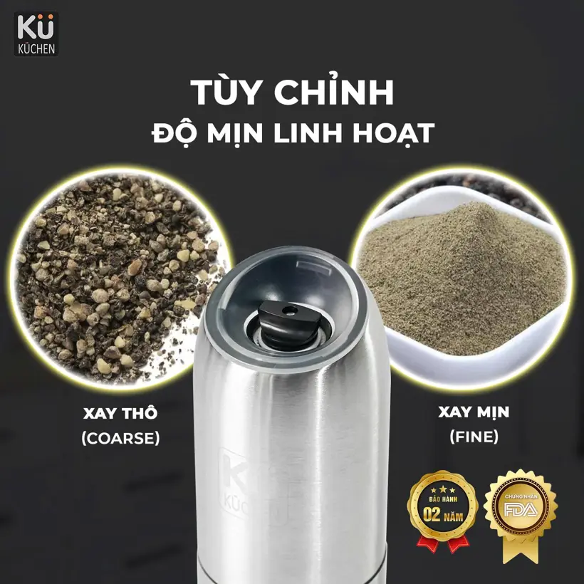 Máy xay tiêu-muối tự động KUCHEN KYMQ-63B - Ảnh 6